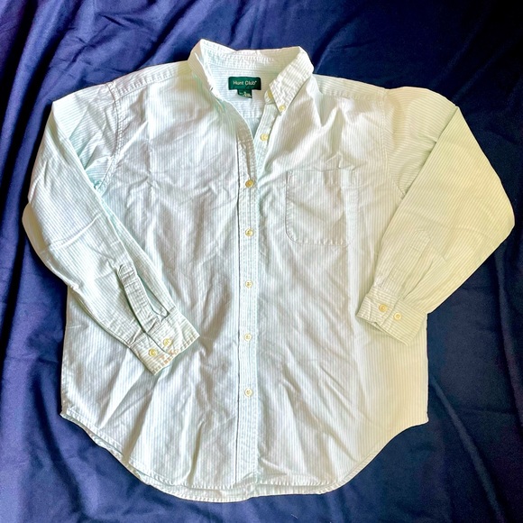 Hunt Club Tops - Mint and white stripe button up blouse, women size 12